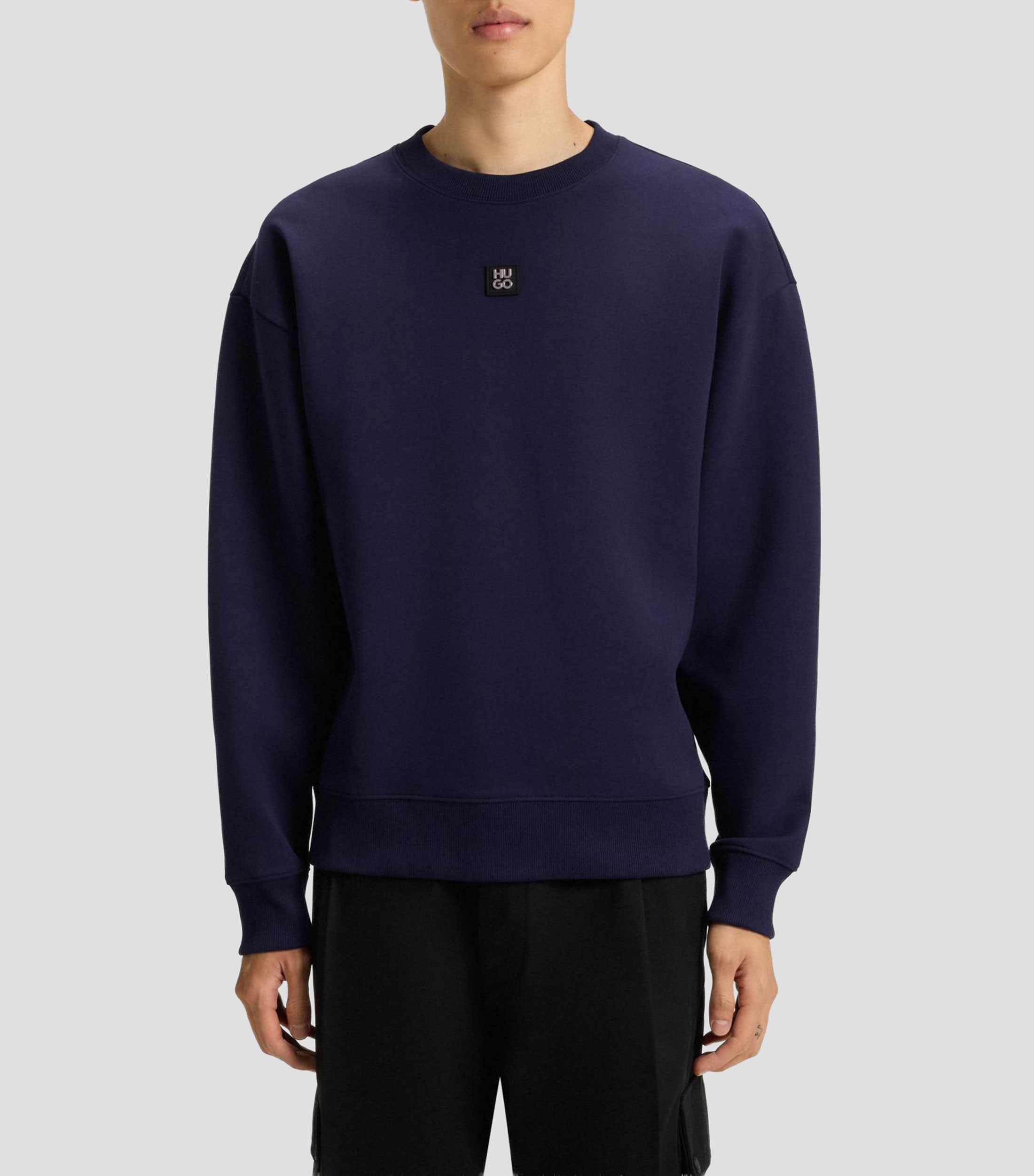 Sudadera de algodón con insignia de logo apilado Hombre